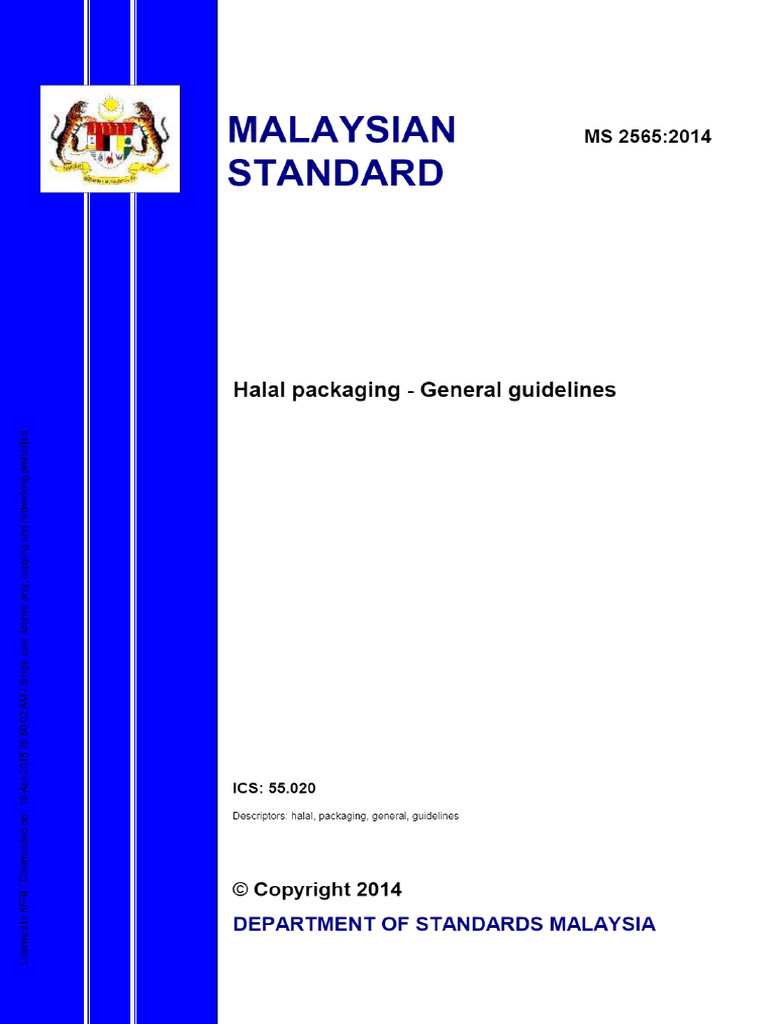 MALAYSIAN STANDARD. Halal Packaging - General Guidelines | PDF
