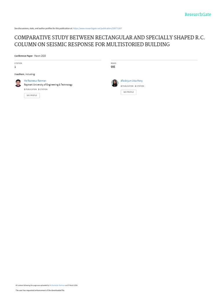 COMPARATIVE STUDY BETWEEN RECTANGULAR AND SPECIALLY SHAPED R.C. COLUMN