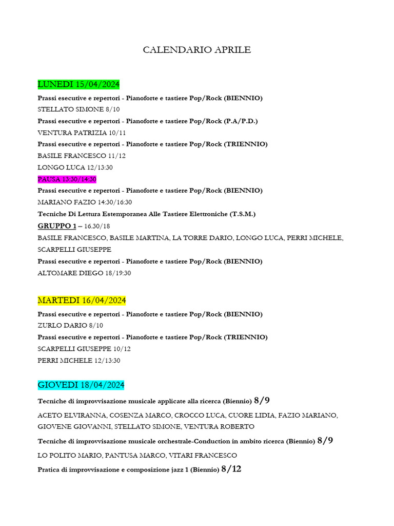 3.calendario Aprile | PDF