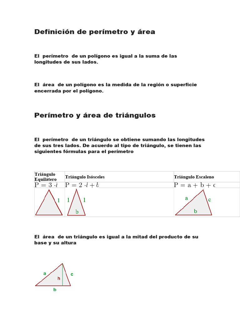Definición de Perímetro y Área | PDF | Zona | Triángulo
