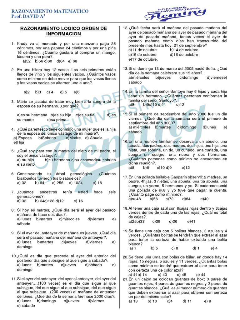 P02 RAZ. LOGICO ORDEN DE INFORMAC | PDF