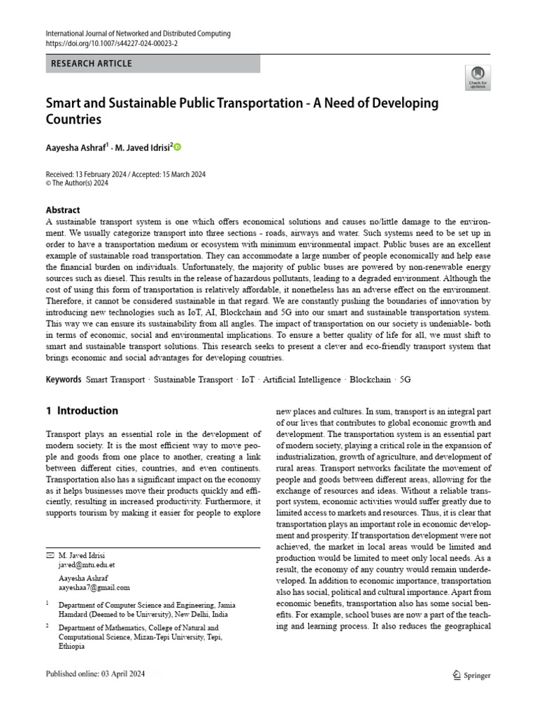 Smart and Sustainable Public Transportation - A Ne | PDF | Internet Of ...