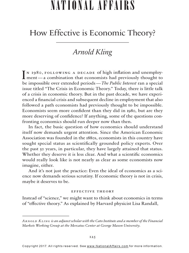 Evaluating Economic Theory's Effectiveness | PDF | Economics ...