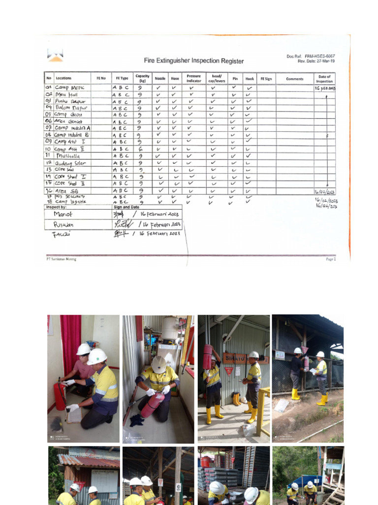 Fire Extinguisher Inspection Register | PDF