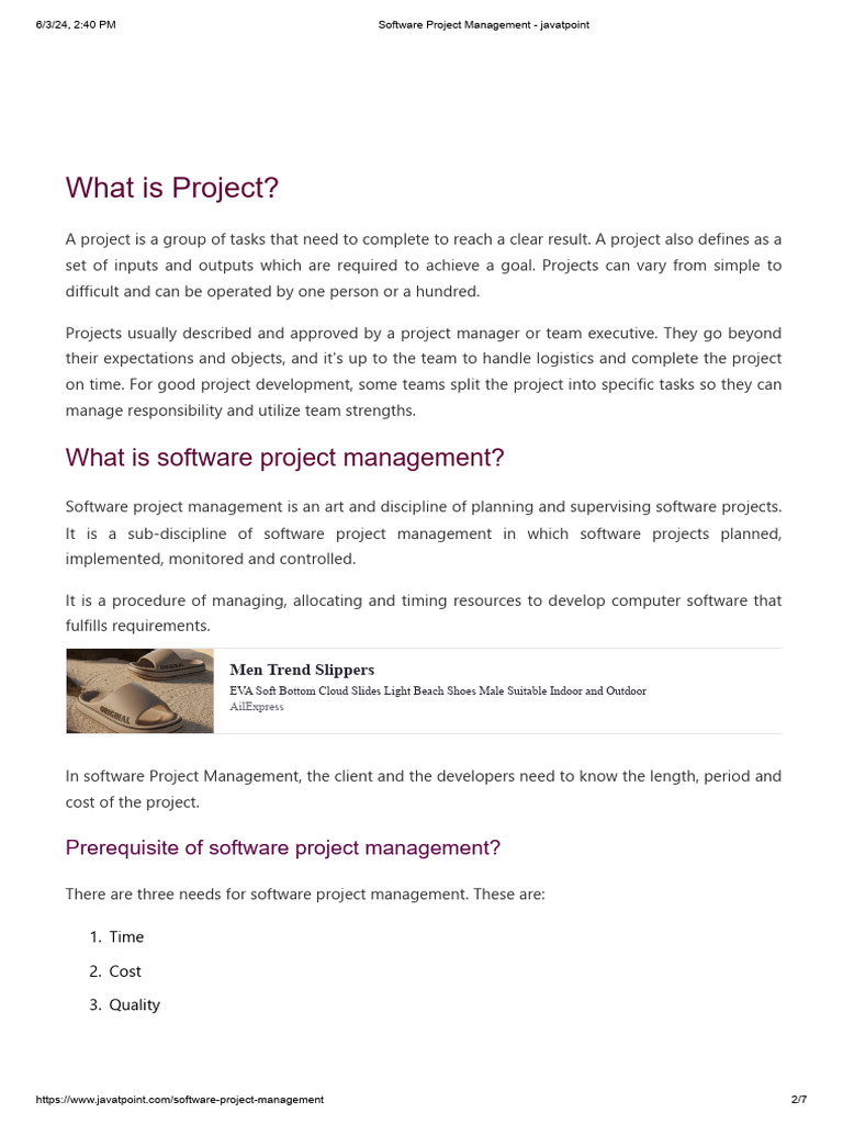 1 1 2 software project management javatpoint pdf project