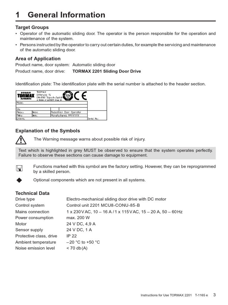 TORMAX 2201 Sliding Door Drive Guide | PDF | Home & Garden | Computers