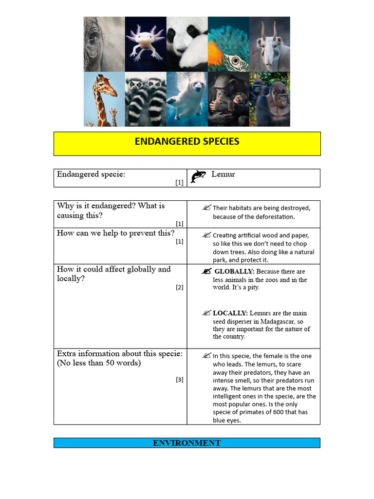 ENDANGERED SPECIES | Download Free PDF | Organisms | Zoology