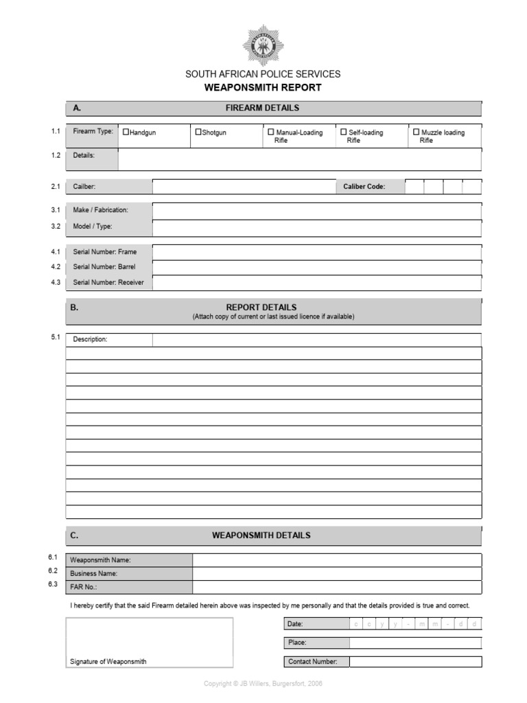 Form - Weaponsmith Report 2024 | PDF