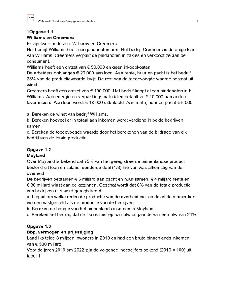Welvaart h1 extra oefenopgaven website 2021 pdf