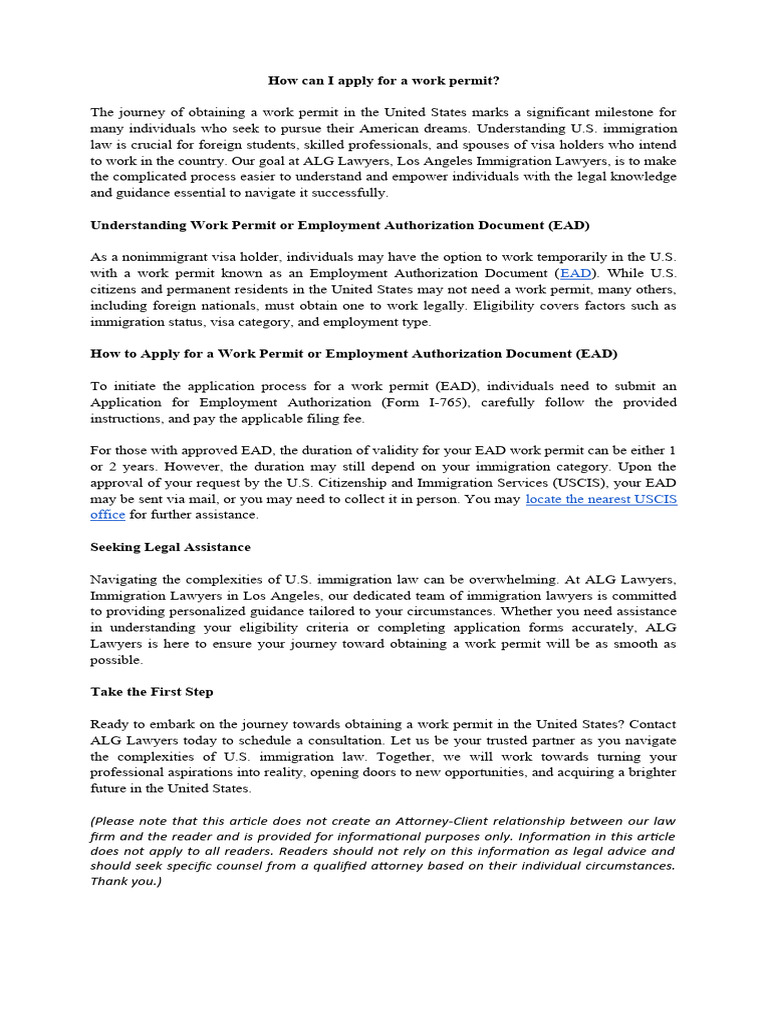 Work Permits: A Guide for Immigrants | PDF | Justice | Crime & Violence
