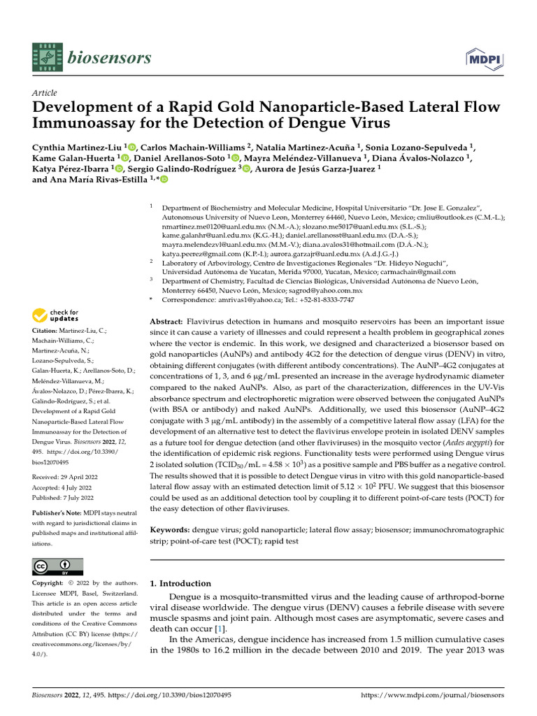 Development of A Rapid Gold Nanoparticle-Based Lateral Flow Immunoassay ...