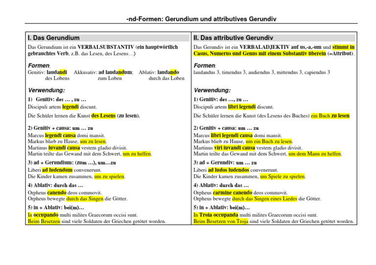 Gerundium Und Attributives Gerundiv - LÖSUNG | PDF