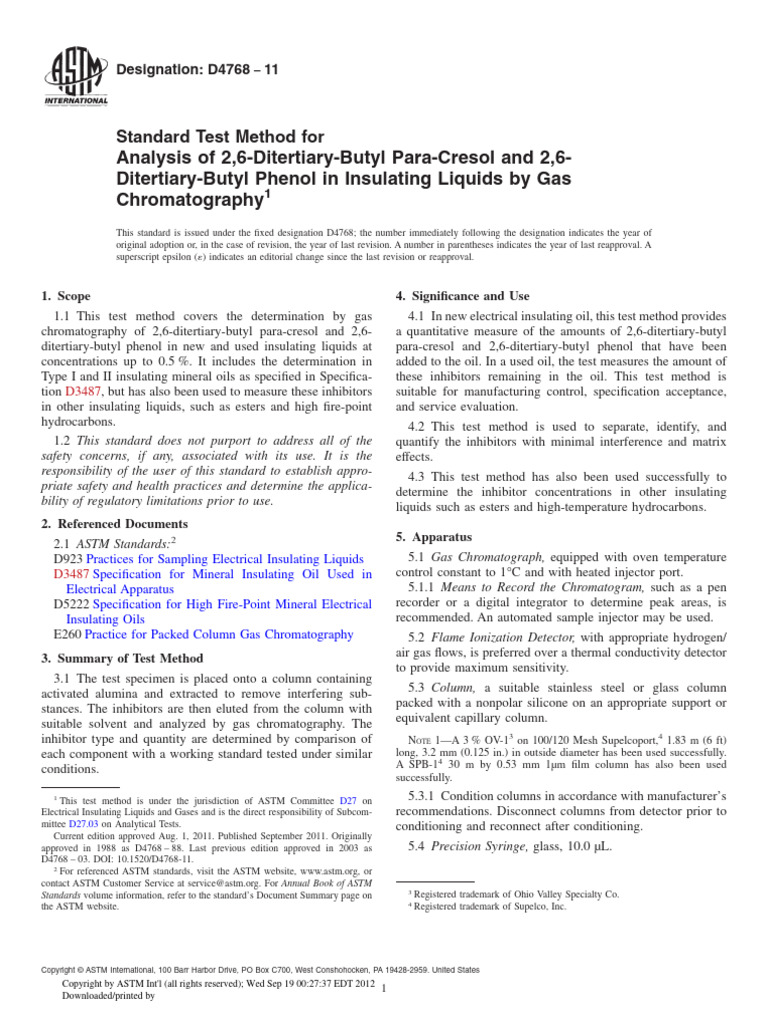 Astm D4768 (Inhibidor Por Cromatografia) | PDF | Gas Chromatography ...