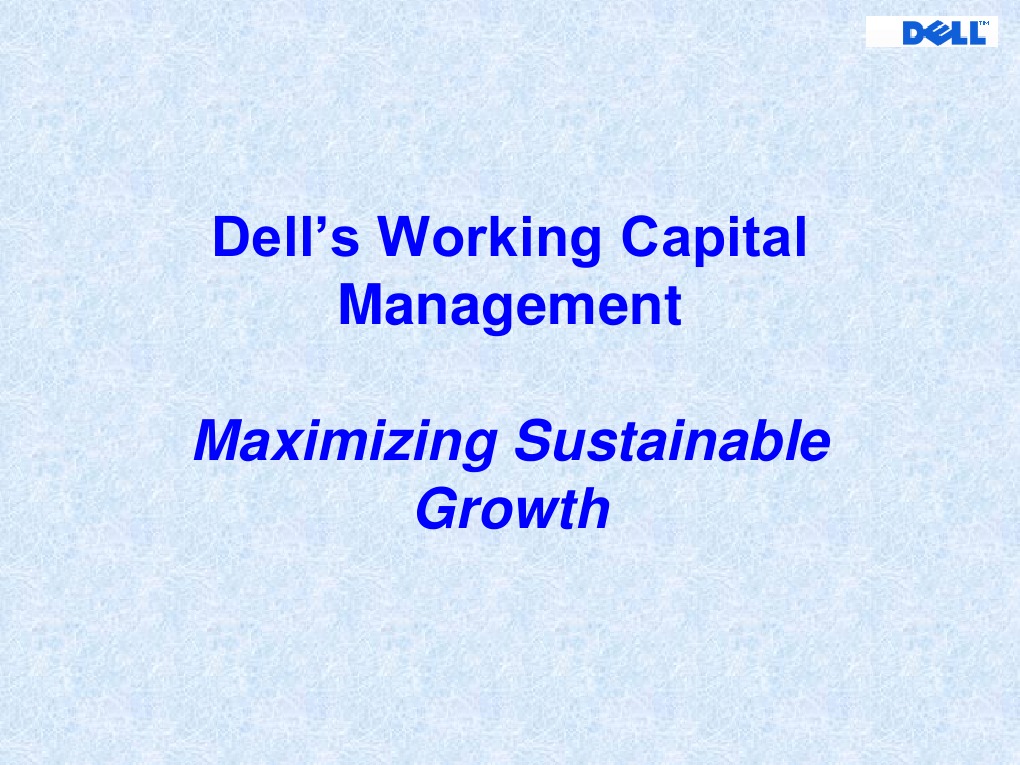 dell's working capital case study