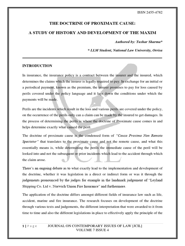 Proximate Cause in Insurance Law | PDF | Proximate Cause | Insurance