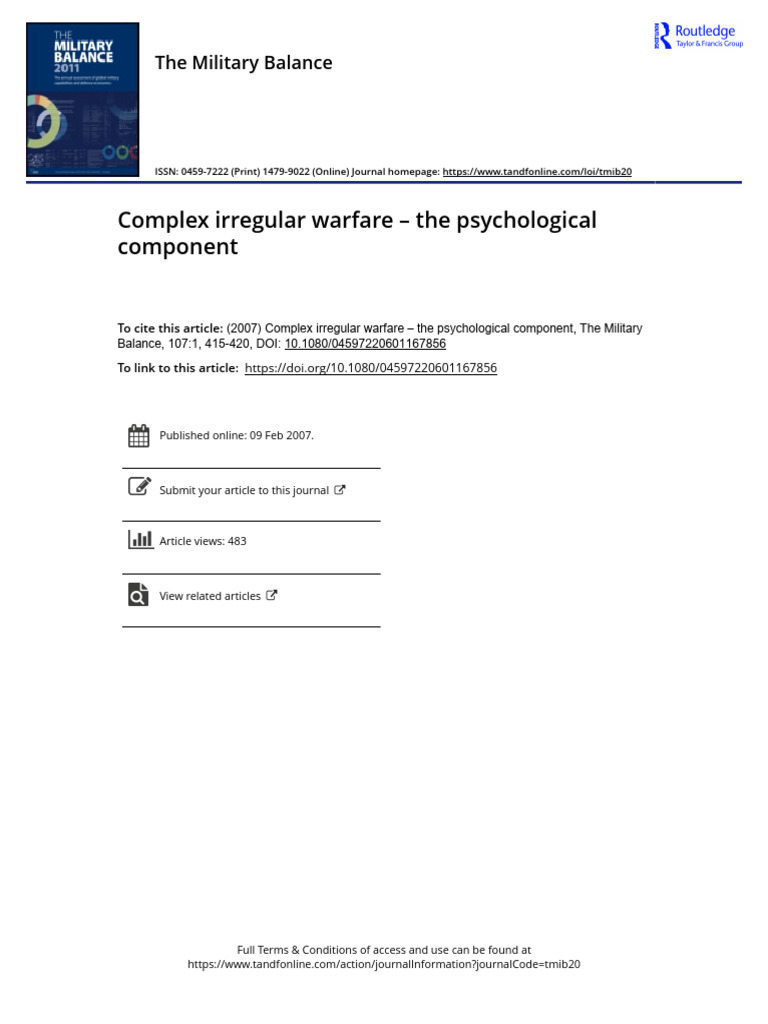 Psychological Warfare in Irregular Conflicts | PDF | Insurgency | Military