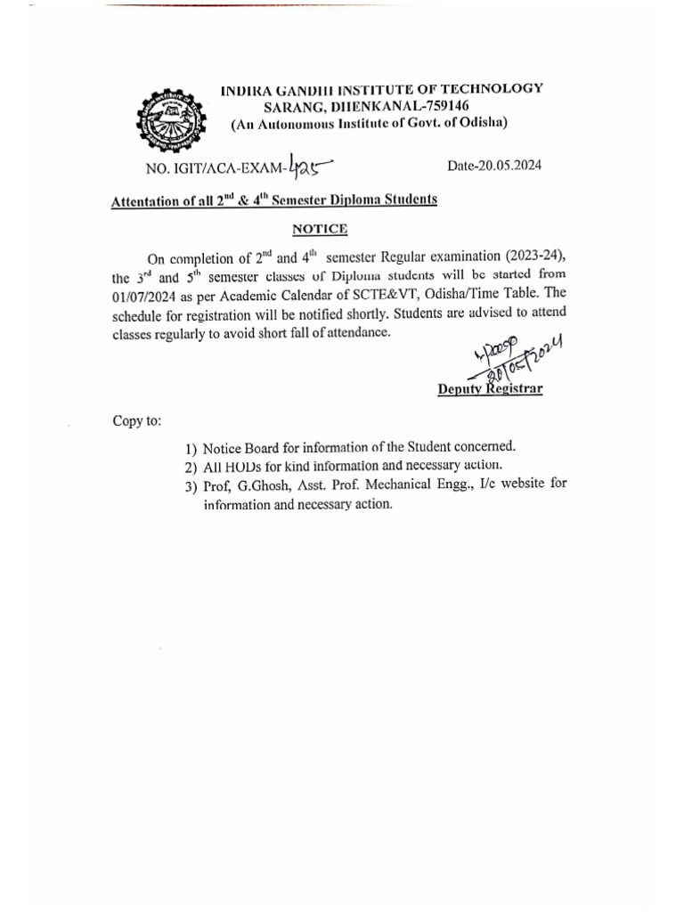 Notice for class start of diploma 3rd 5th sem 2024 1716278050 pdf