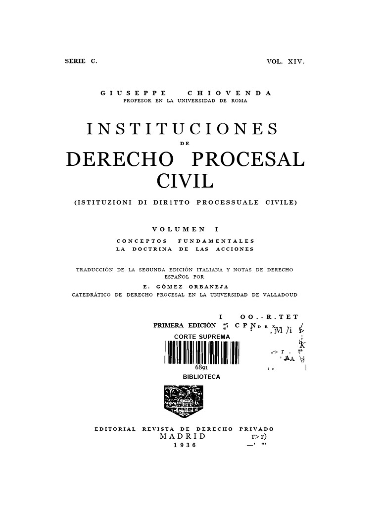 6891. Chiovenda, Giuseppe, Instituciones de Derecho Procesal Civil Tomo