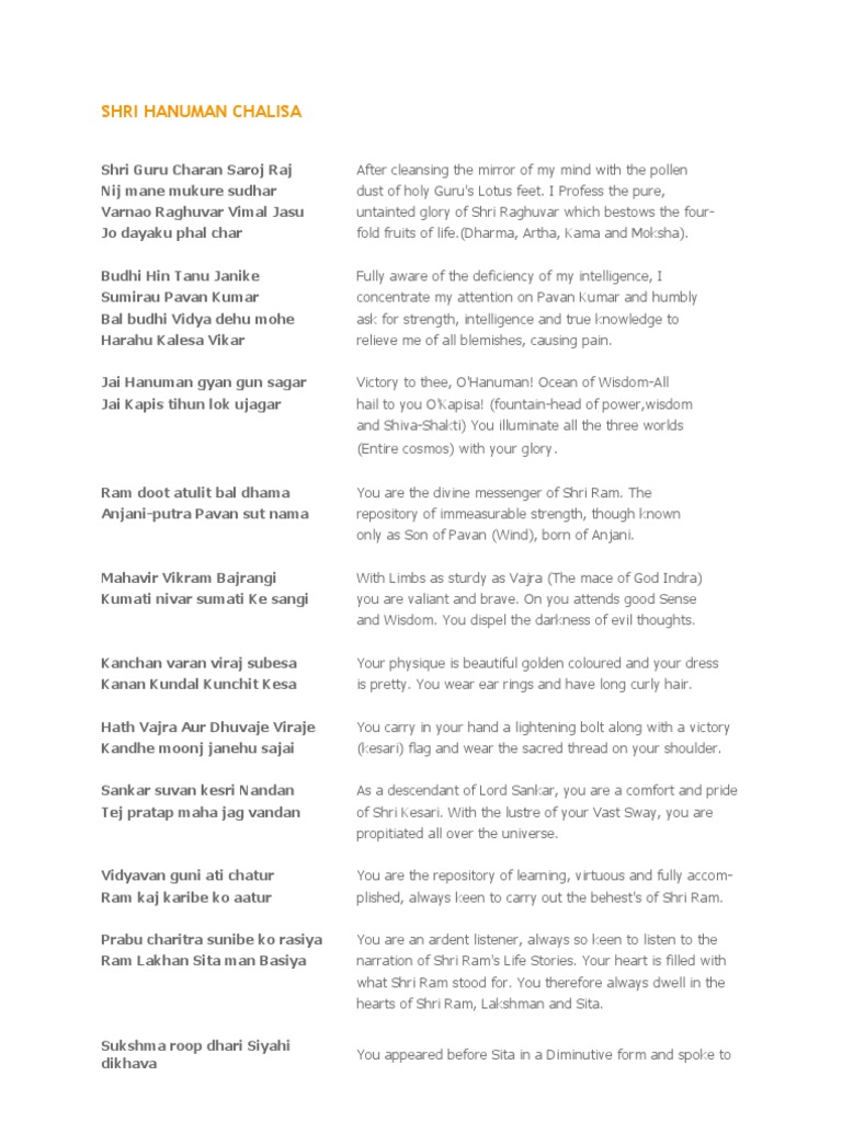 Shri Hanuman Chalisa Pdf Hindu Mythology Hindu Literature