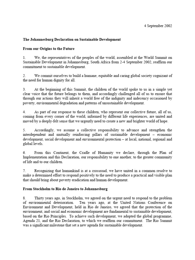 Johannesburg conf declaration 2002 download free pdf sustainability