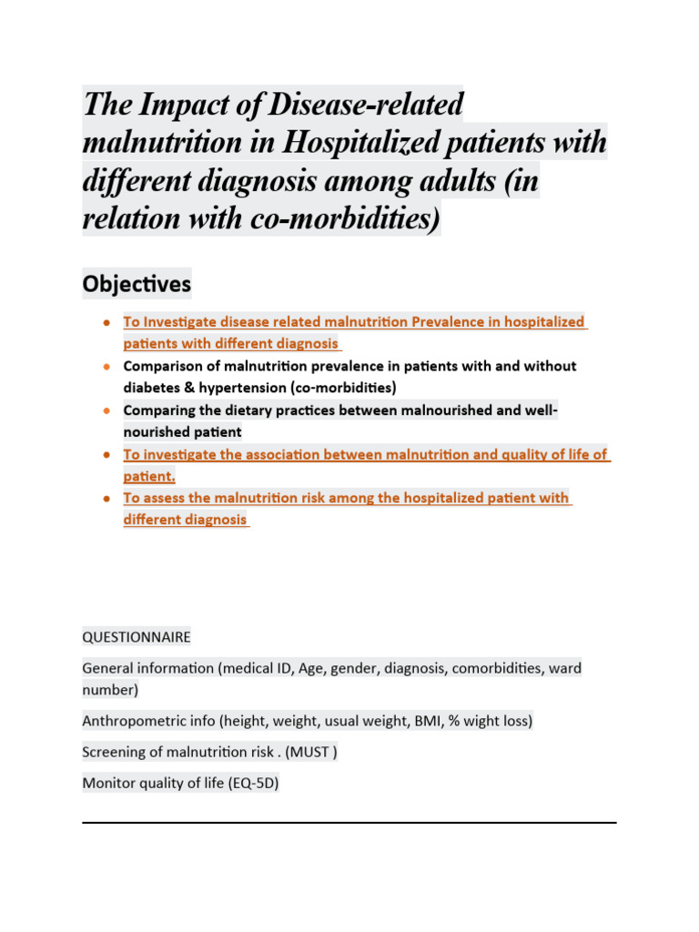 Malnutrition Impact on Hospitalized Adults | PDF | Malnutrition ...