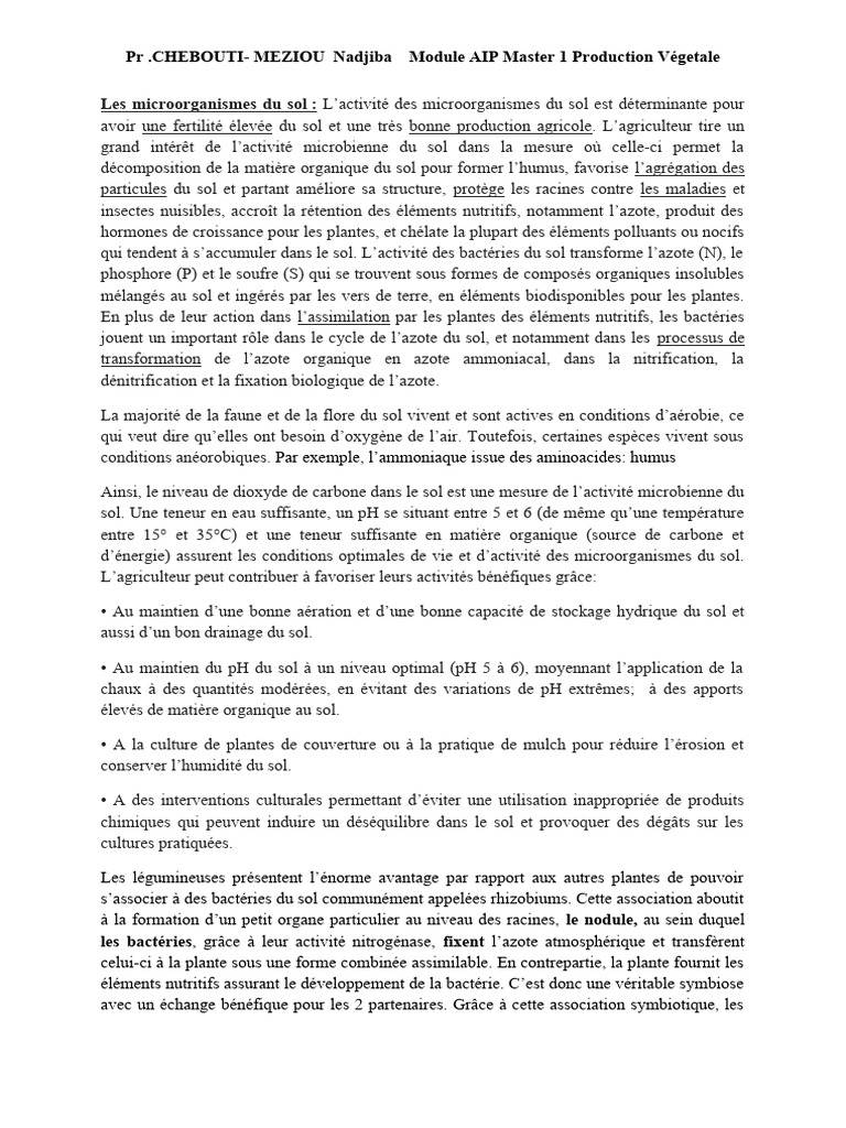 Rôle des Microorganismes du Sol en Agriculture | PDF | Sol (pédologie ...