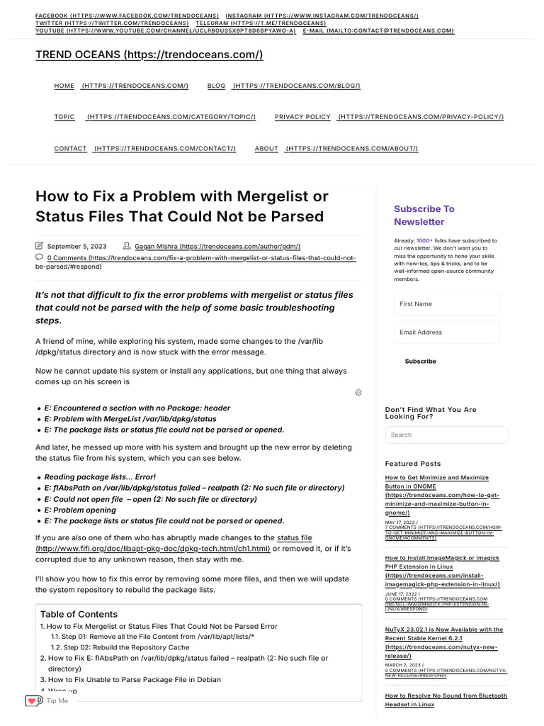 How to fix problems with package lists pdf software repository