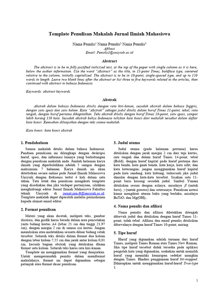 Panduan Penulisan Makalah JIM | PDF