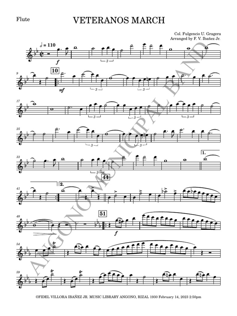 Veteranos March for Angono Band | PDF | Woodwind Instruments | Musical ...