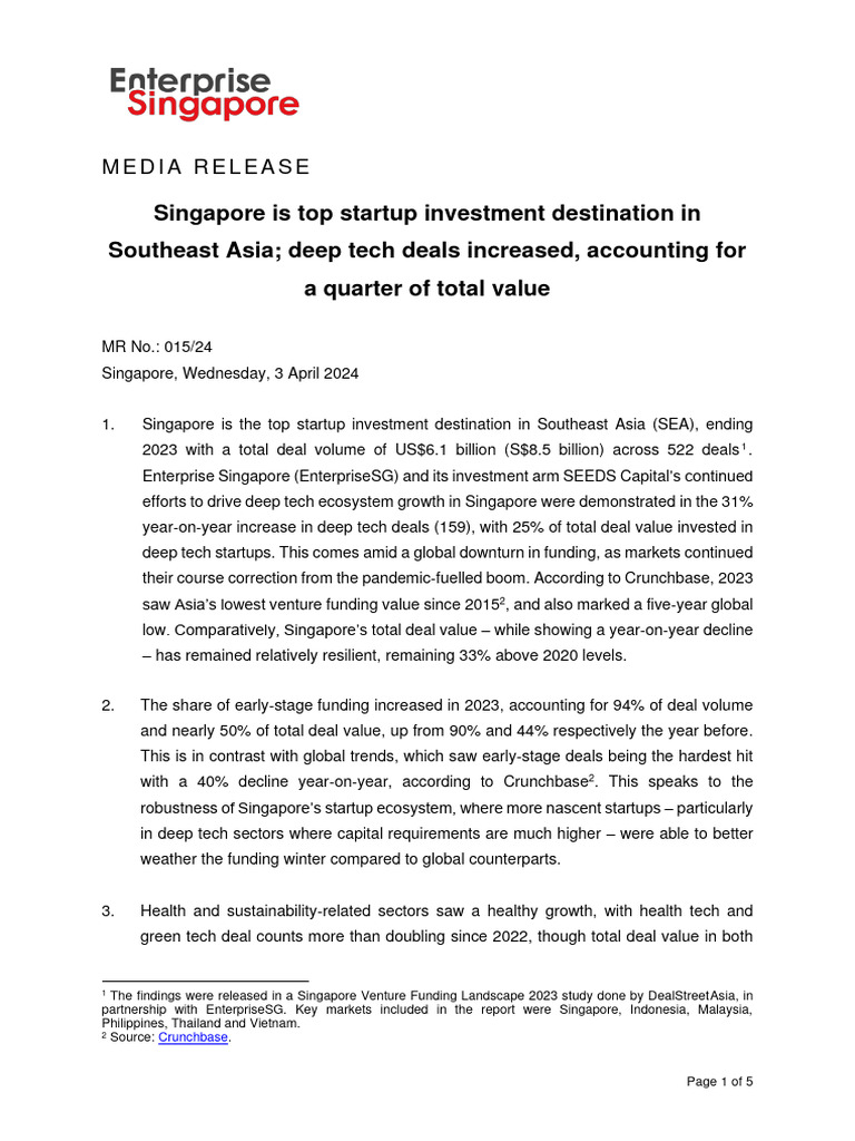 mr01524singaporeistopstartupinvestmentdestinationinsoutheast