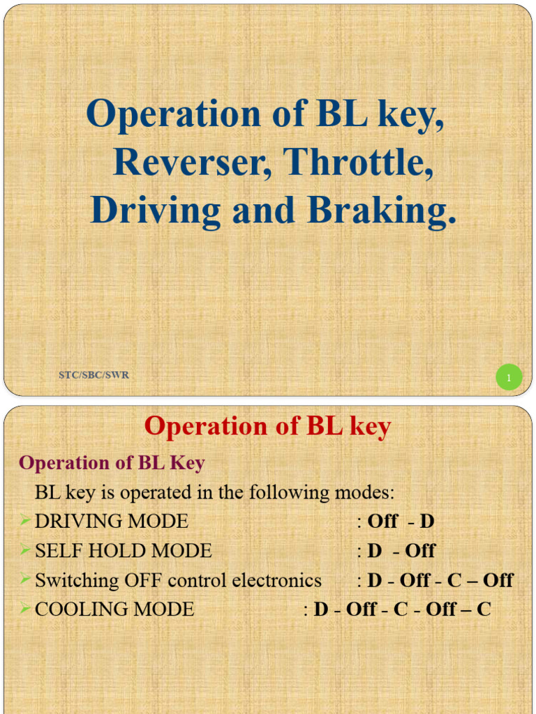 BL Key Operation in Locomotives | PDF | Brake | Electric Power