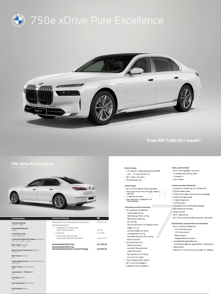 BMW 750e Pricing and Specifications | PDF | Engines | Hybrid Vehicle