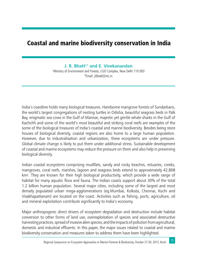 1.2 Coastal and marine biodiversity conservation in India | Download ...