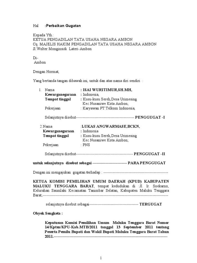 Surat Gugatan Tun 6