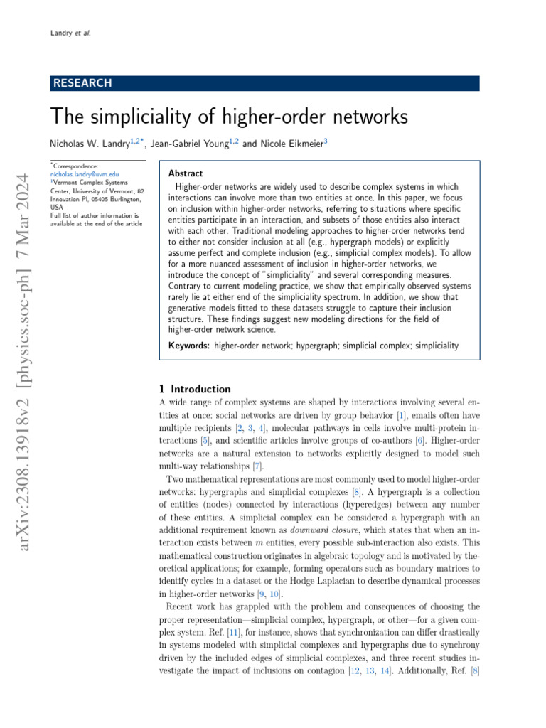 The Simpliciality of Higher-Order Networks | PDF | Monte Carlo Method ...