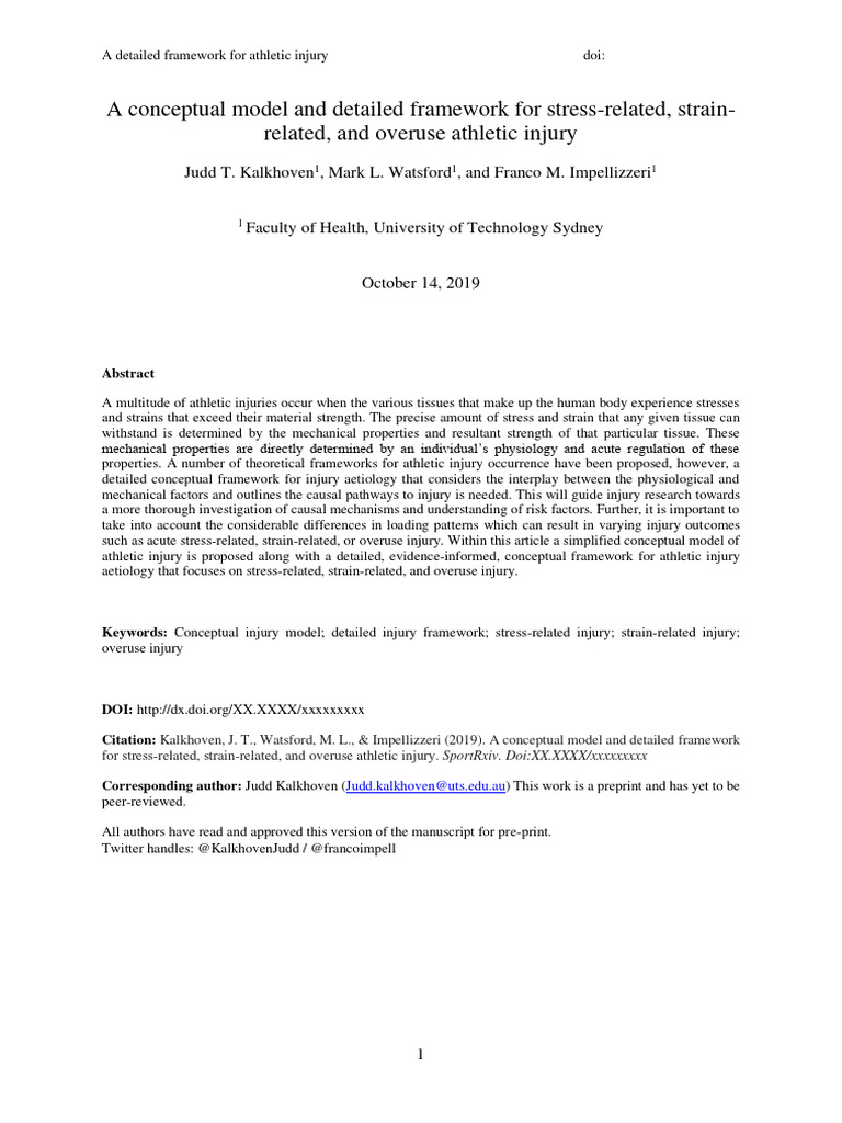 A Detailed Framework For Athletic Injury | PDF | Strength Of Materials ...