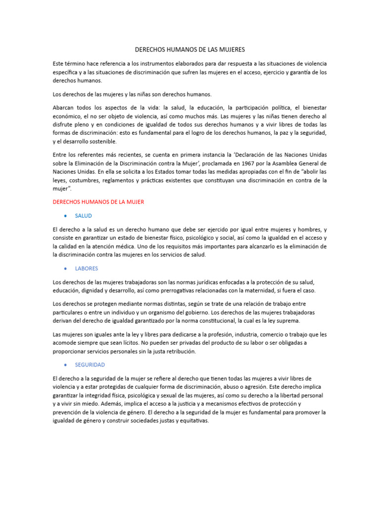 Derechos de las Mujeres y Niñas | PDF | Derechos humanos | Estudios de ...