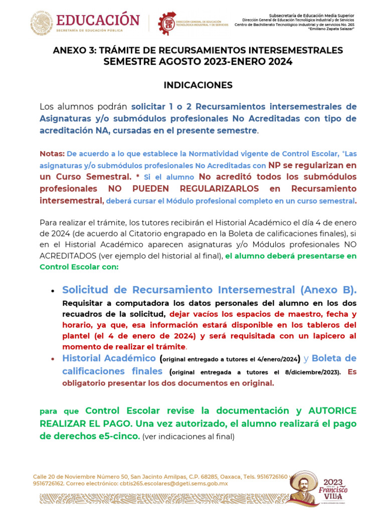 ANEXO 3 TRAMITE DE RECURSAMIENTOS INTERSEMESTRALES 1 Sem | PDF