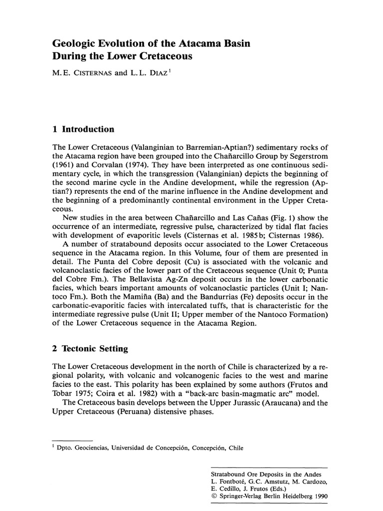 Geologic Evolution of The Atacama Basin During The Lower Cretaceous ...