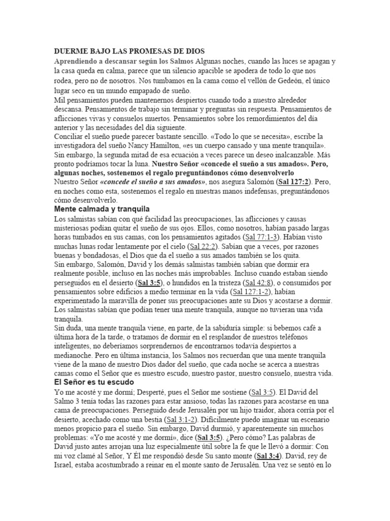 Duerme Bajo Las Promesas de Dios | PDF | Dormir | Libro de trabajo