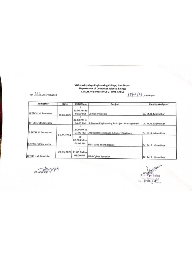 B.Tech VI Sem CT2 | PDF