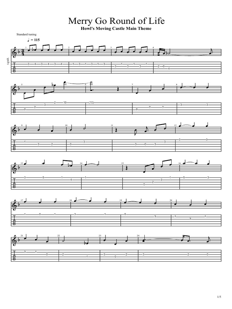 Howl's Moving Castle Theme Tabs | PDF | Character Encoding