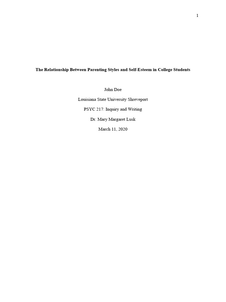 Parenting Styles Impact on College Self-Esteem | PDF | Self Esteem ...