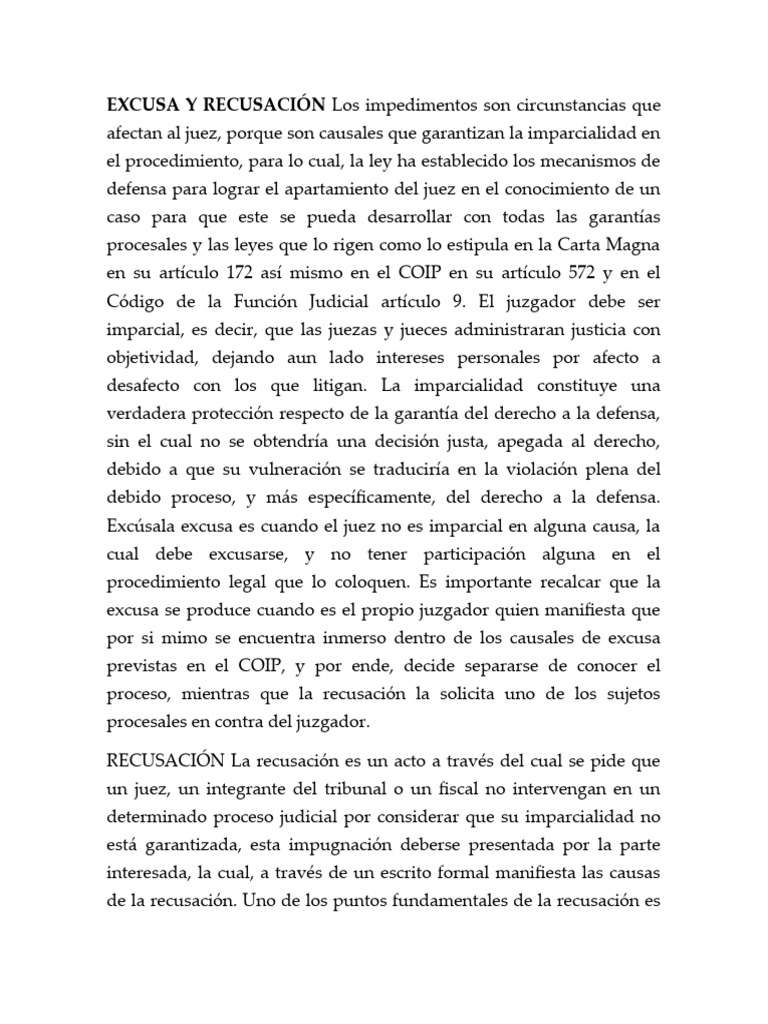 Excusa y Recusa | PDF | Justicia | Crimen y violencia