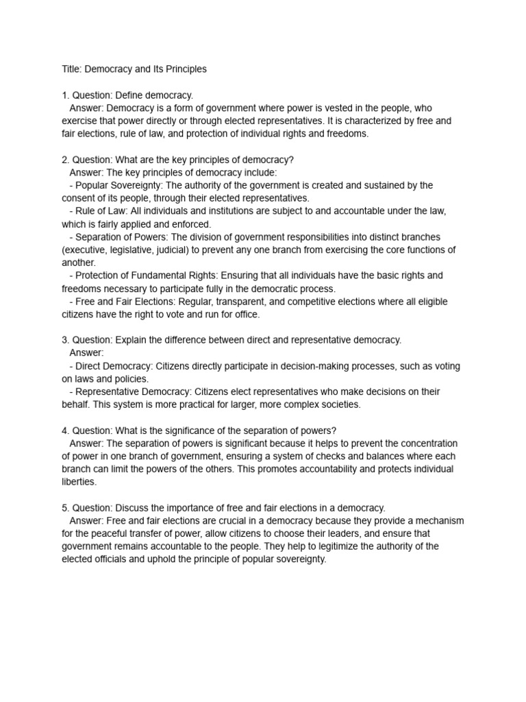 Principles of Democracy Explained | PDF | Politics