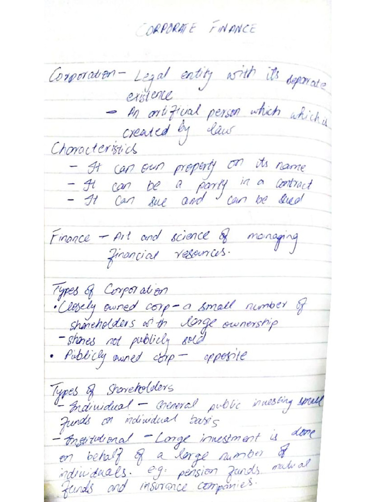 CF CHAP 1 Notes | PDF