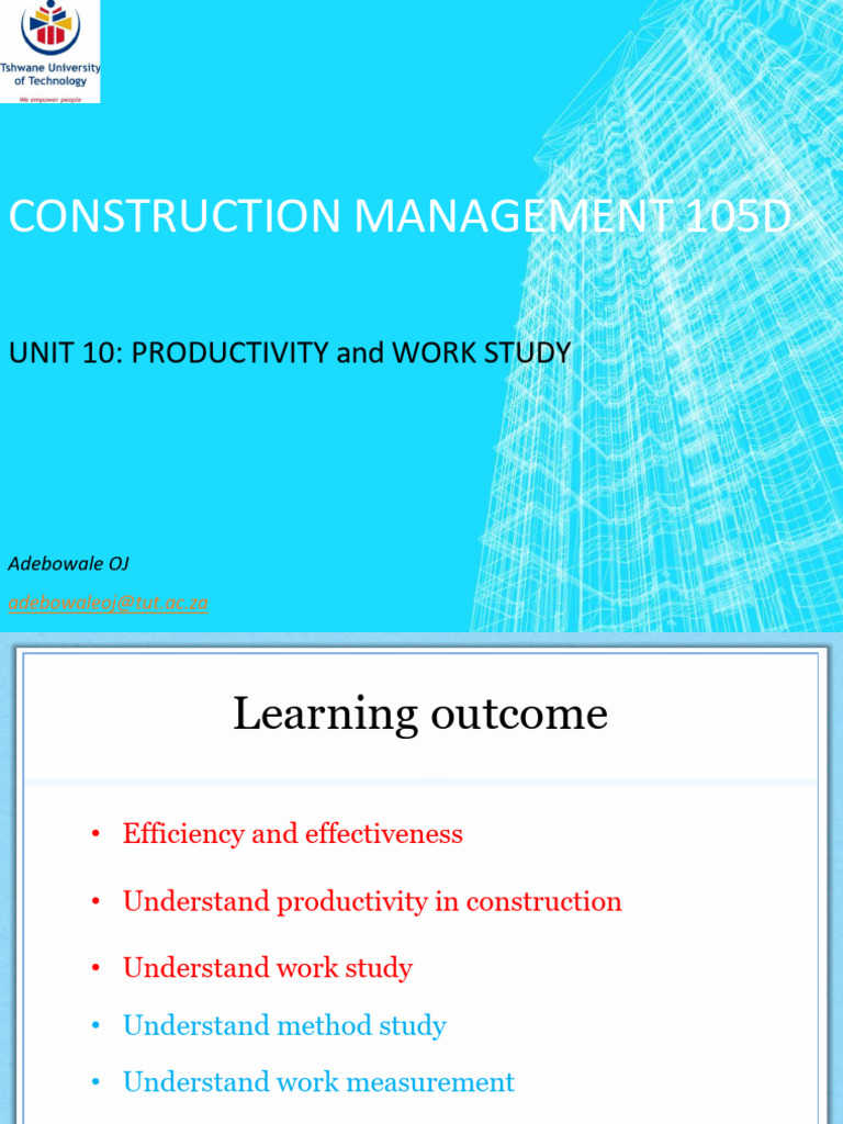Construction Productivity and Work Study | PDF | Economies | Business