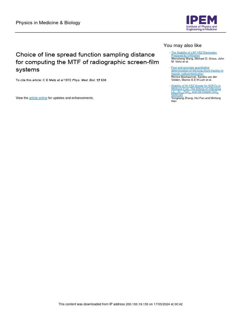 MTF Computation in Radiographic Systems | PDF | Mathematical Analysis ...