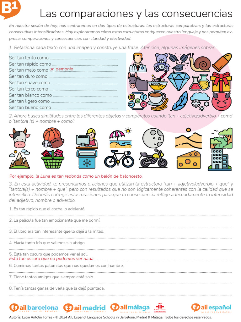 Ejercicio Espanol Oraciones Comparativas Consecutivas | PDF