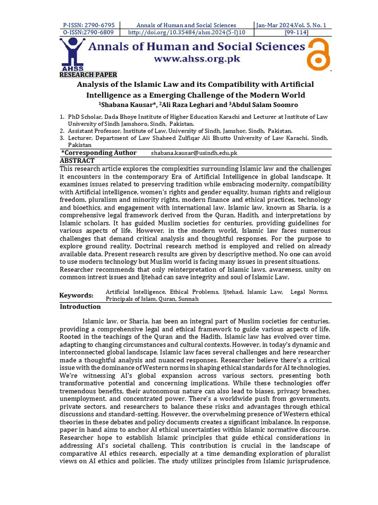 Islamic Law Meets AI Challenges | PDF | Artificial Intelligence ...
